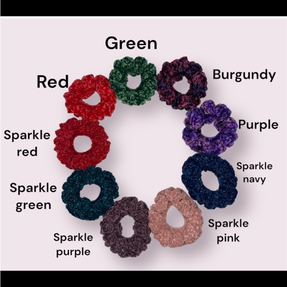 Velvet crochet scrunchie set of 2 made to order same day/ next day shipping